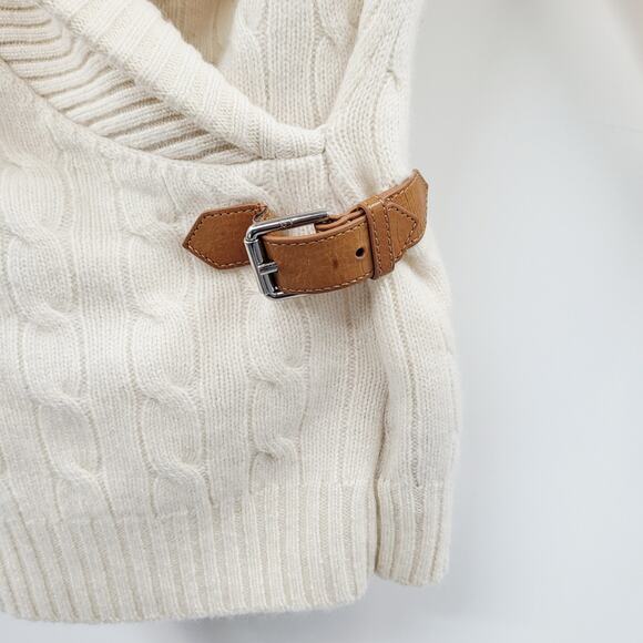 Vintage Ralph Lauren Black Label Cashmere Cream Cable Knit Sweater Women's Sz S - Picture 3 of 10